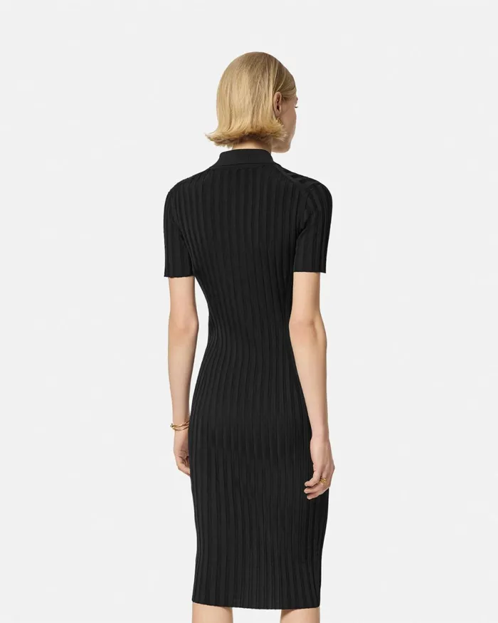 Versace Knit Midi Shirt Dress Black Women Dresses