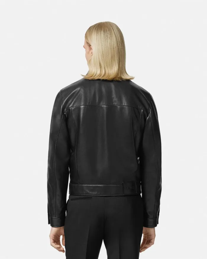 Versace Leather Blouson Jacket Black Men Jackets and Coats