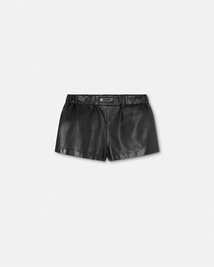 Versace Leather Boxer Shorts Black Women Pants and Shorts