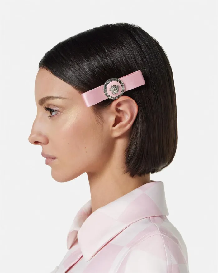 Versace Left Gianni Ribbon Hair Pin Pink Women Hair Accessories