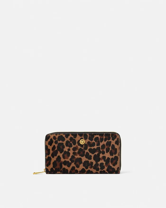 Versace Leopard Medusa Biggie Long Wallet Animalier MenWomen Wallets