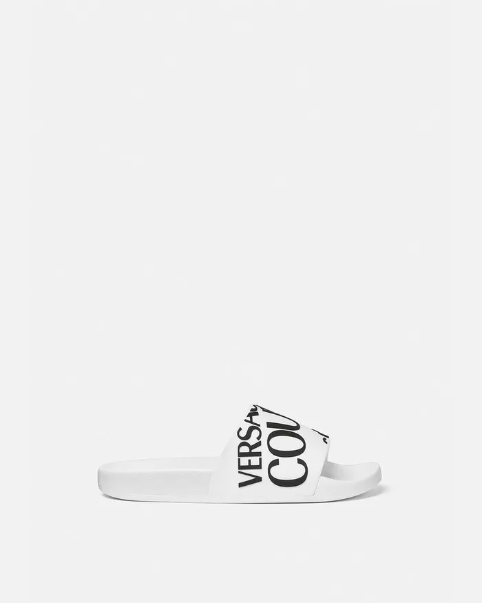 Versace Logo Slides Whiteprint Women Jeans Couture