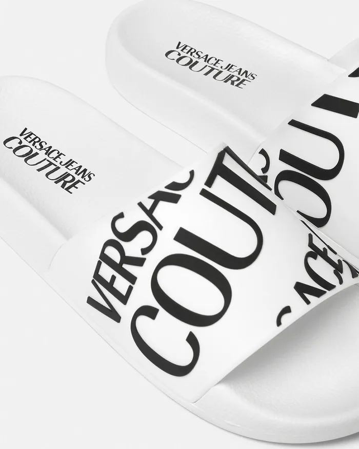 Versace Logo Slides Whiteprint Women Jeans Couture