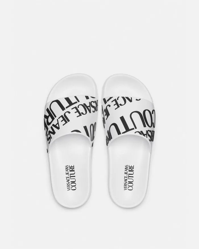 Versace Logo Slides Whiteprint Women Jeans Couture