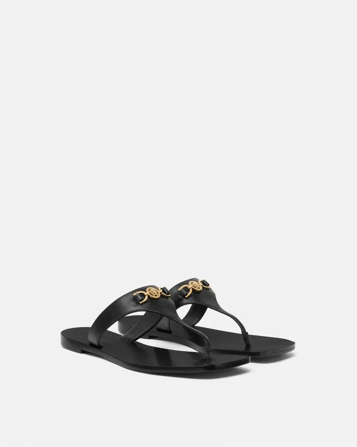 Versace Medusa 03995 Flat Sandals Blackgold Women Sandals