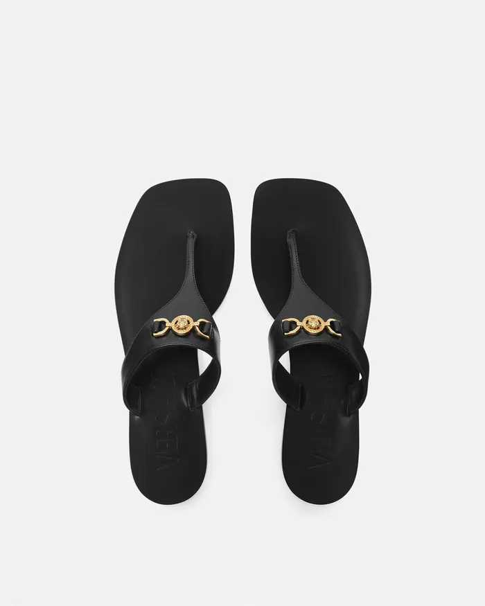 Versace Medusa 03995 Flat Sandals Blackgold Women Sandals