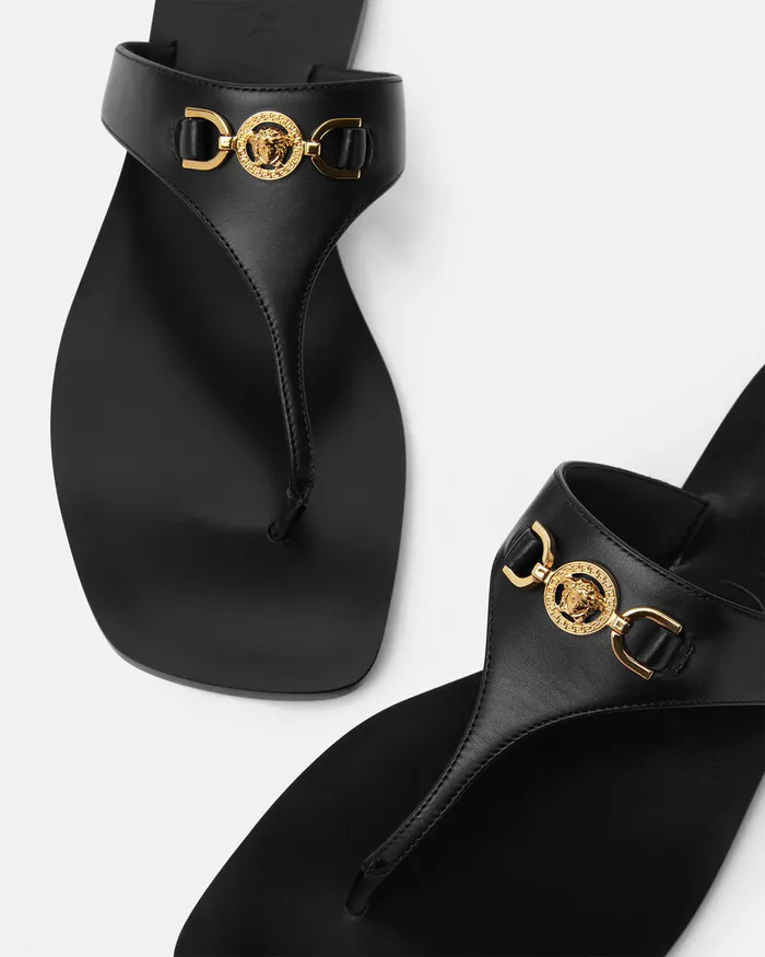 Versace Medusa 03995 Flat Sandals Blackgold Women Sandals