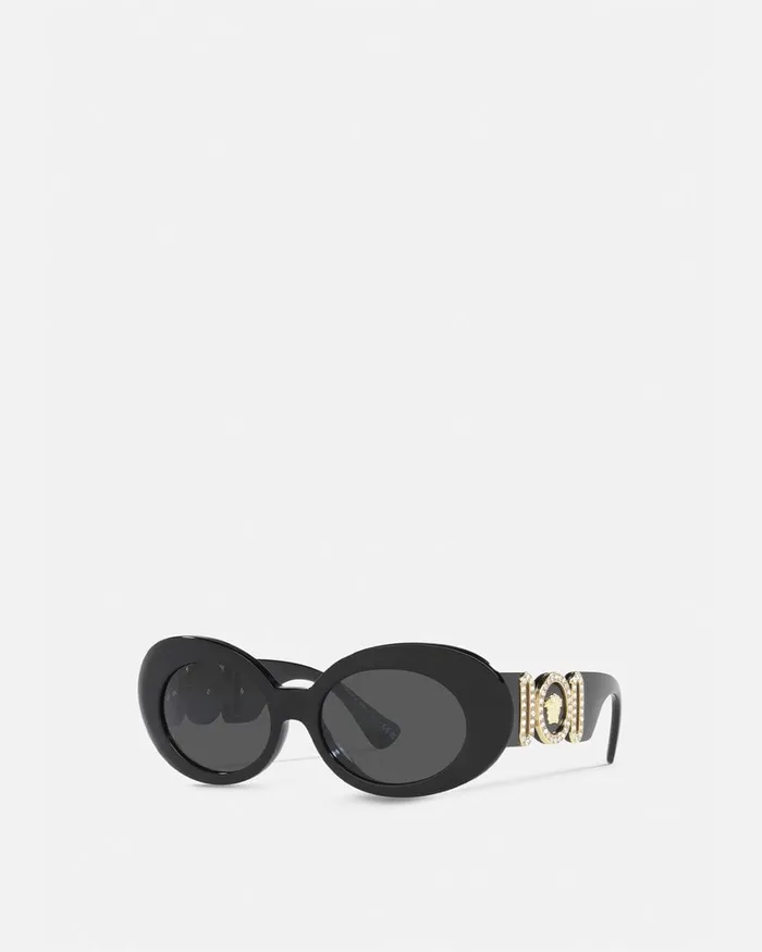 Versace Medusa Biggie Oval Sunglasses Blackgold Women Sunglasses