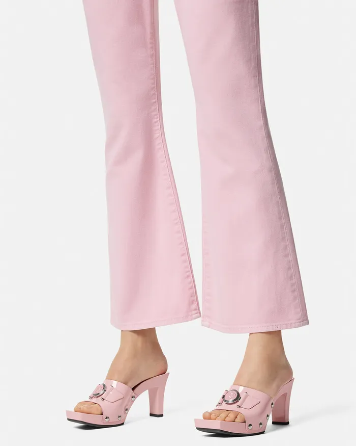 Versace Medusa Buckle Patent Clogs 60 Mm Light Pink Women Sandals