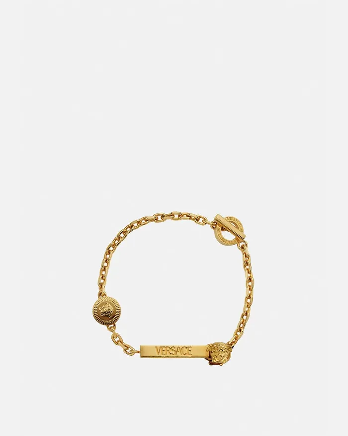 Versace Medusa Greca Logo Bracelet Light Gold Men Bracelets