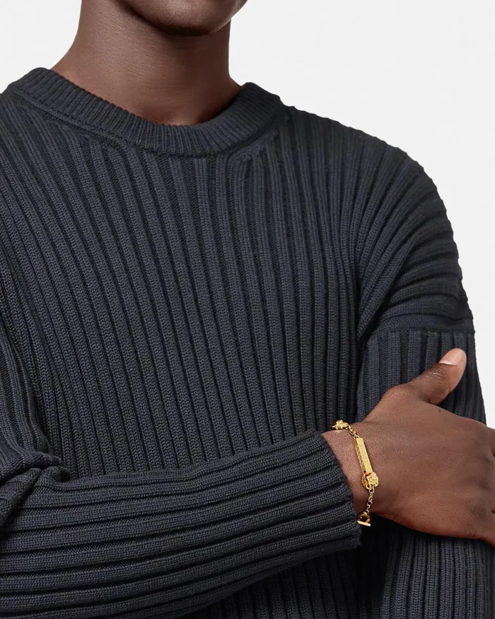 Versace Medusa Greca Logo Bracelet Light Gold Men Bracelets