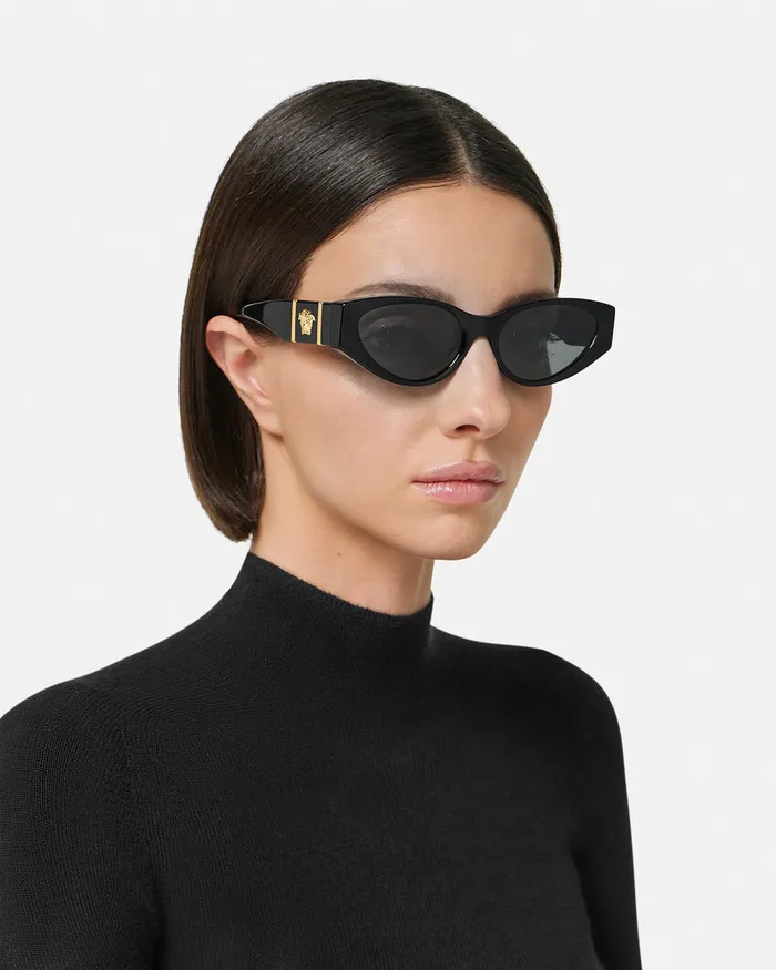 Versace Medusa Legend CatEye Sunglasses Blackgold Women Sunglasses