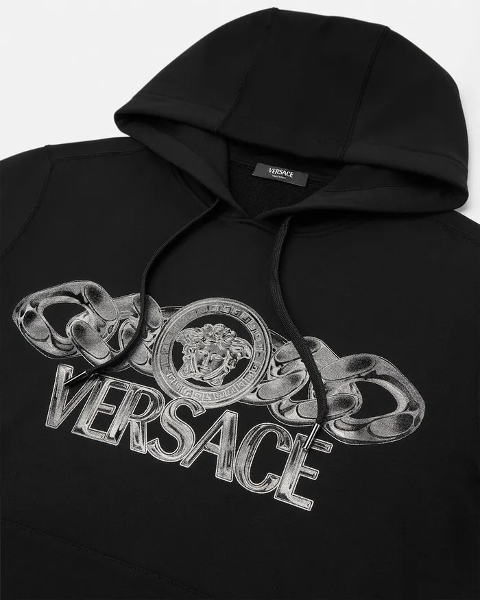 Versace Medusa On Chain Hoodie Blackprint Men Sweatshirts