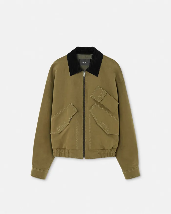 Versace Milano Stamp Blouson Jacket Green Men Jackets and Coats