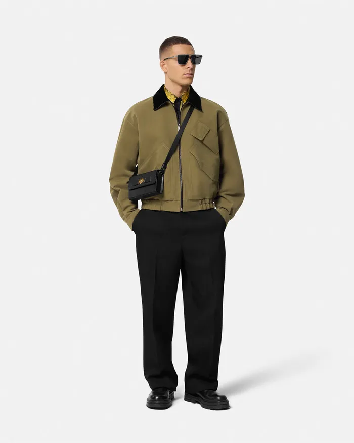 Versace Milano Stamp Blouson Jacket Green Men Jackets and Coats