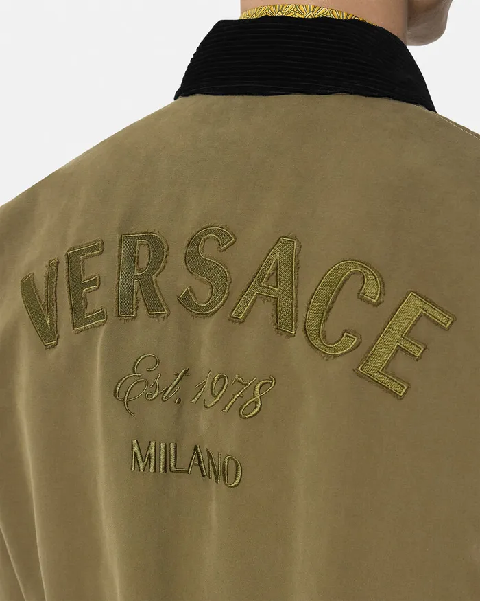 Versace Milano Stamp Blouson Jacket Green Men Jackets and Coats