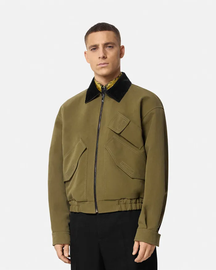 Versace Milano Stamp Blouson Jacket Green Men Jackets and Coats