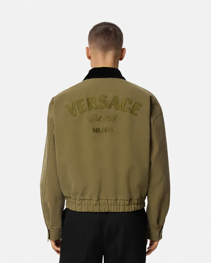 Versace Milano Stamp Blouson Jacket Green Men Jackets and Coats