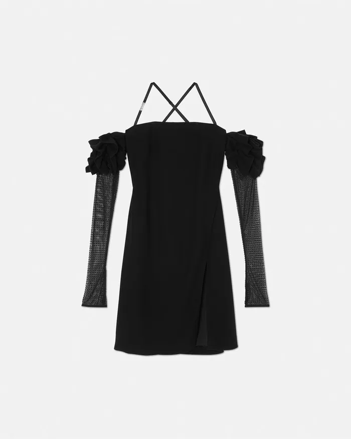 Versace OffTheShoulder Mini Dress Blackprint Women Jeans Couture