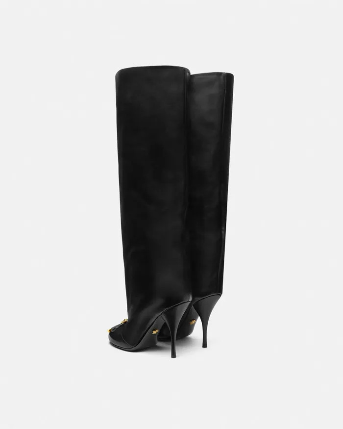 Versace Opera Bow KneeHigh Boots 105 Mm Blackgold Women Boots