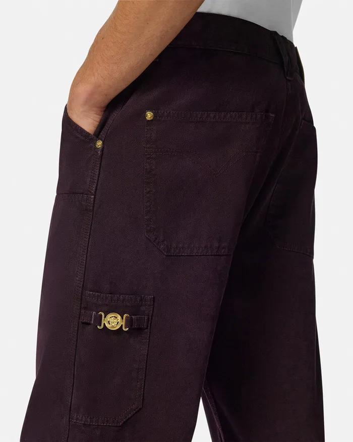 Versace Overdyed Canvas Carpenter Pants Brown Men Pants and Shorts