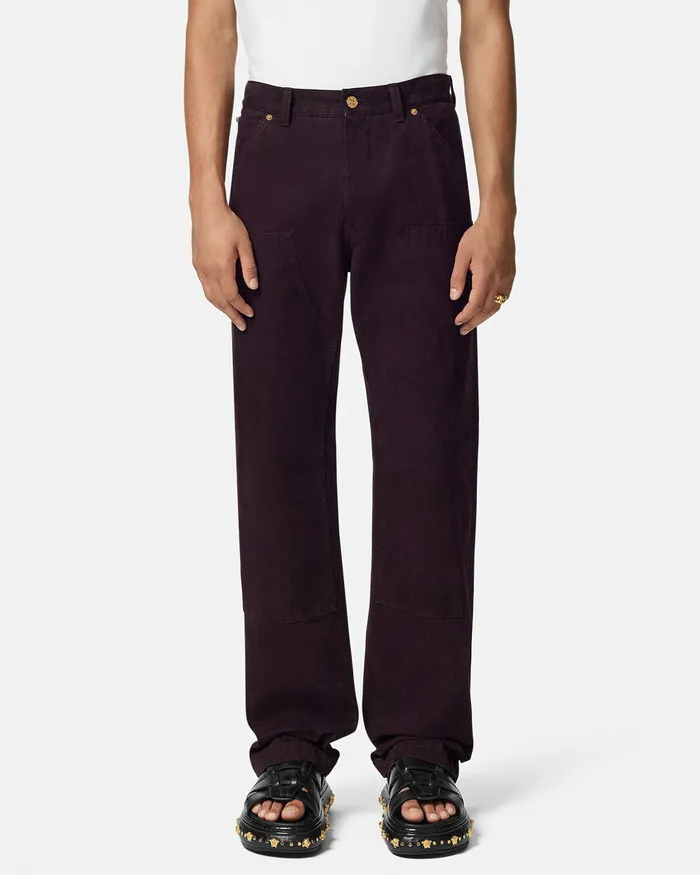 Versace Overdyed Canvas Carpenter Pants Brown Men Pants and Shorts