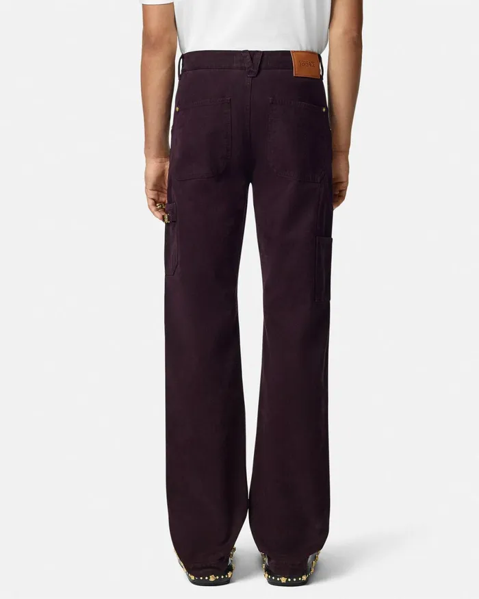 Versace Overdyed Canvas Carpenter Pants Brown Men Pants and Shorts