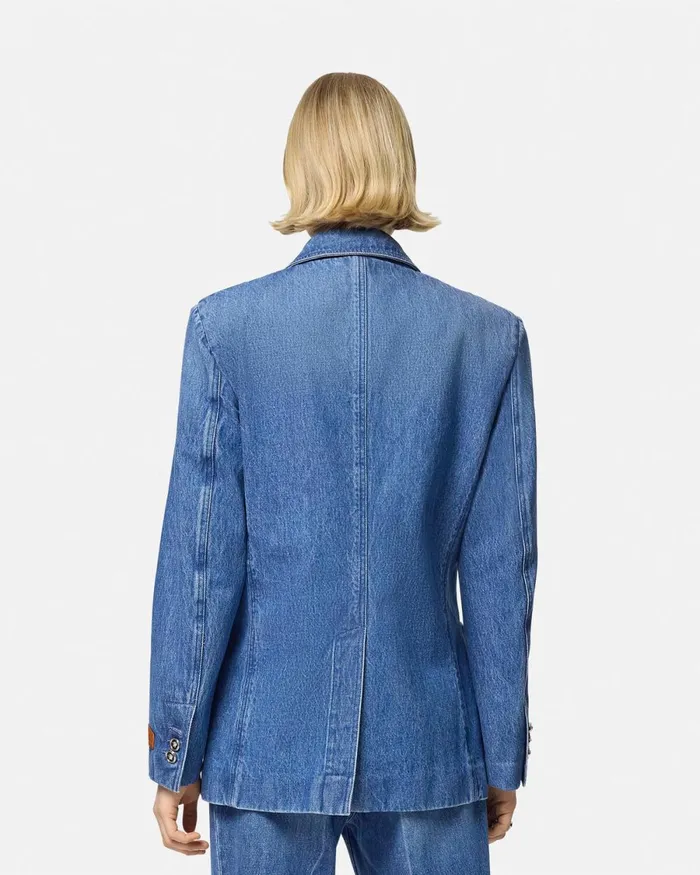 Versace Oversized Tailored Denim Blazer Blue Women Blazer and Jackets