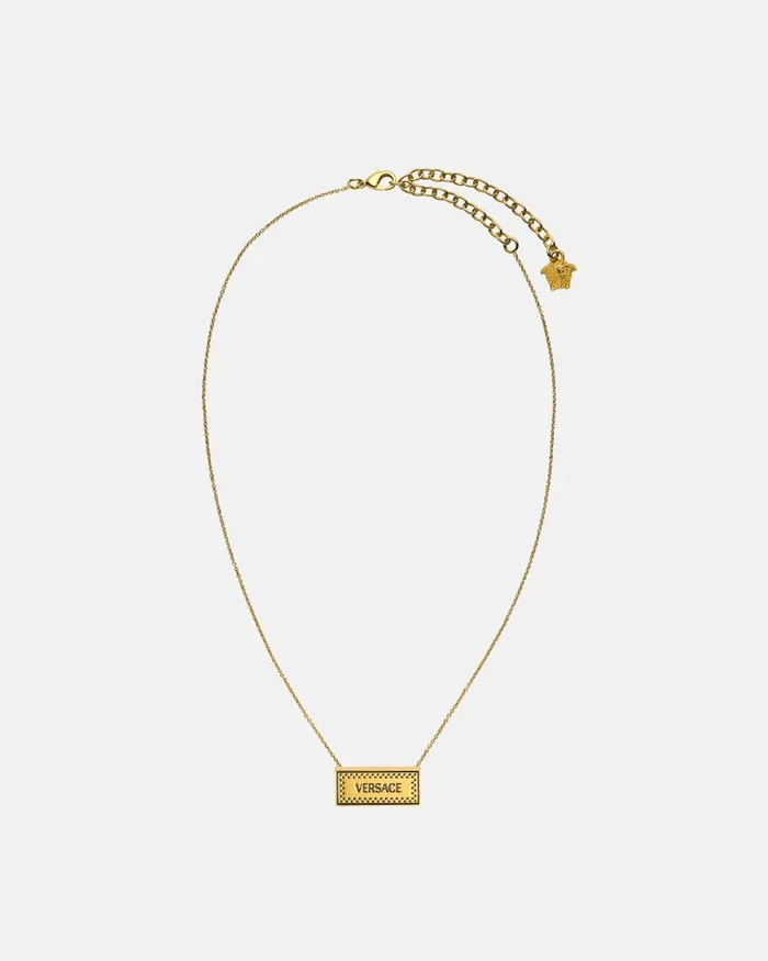 Versace Small 03990s Vintage Logo Necklace Blackgold WomenMen Necklaces