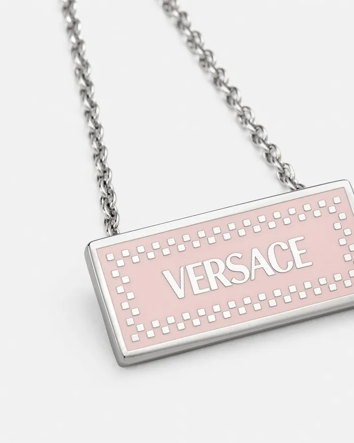 Versace Small 03990s Vintage Logo Necklace Silver Women Necklaces