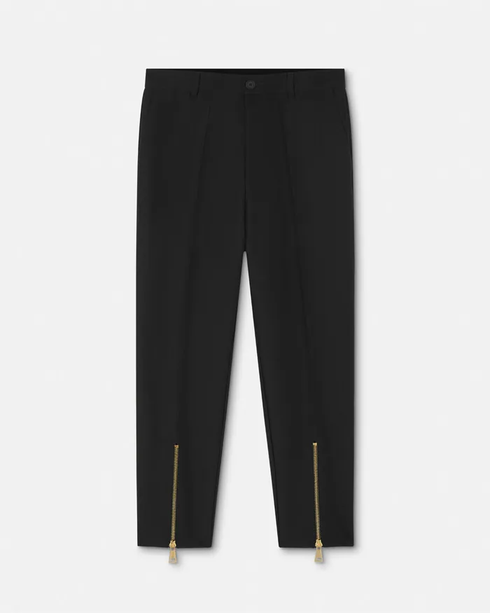 Versace Technical Canvas Formal Trousers Blackprint Men Jeans Couture