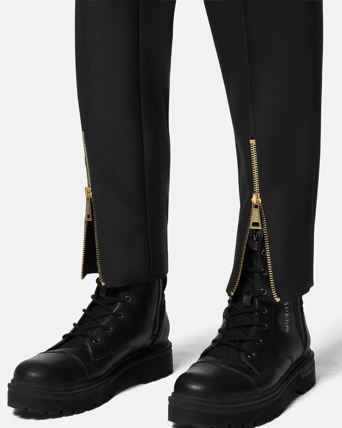 Versace Technical Canvas Formal Trousers Blackprint Men Jeans Couture