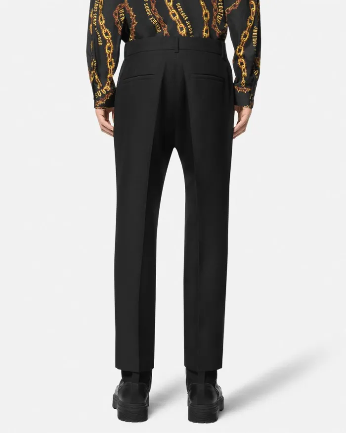 Versace Technical Canvas Formal Trousers Blackprint Men Jeans Couture