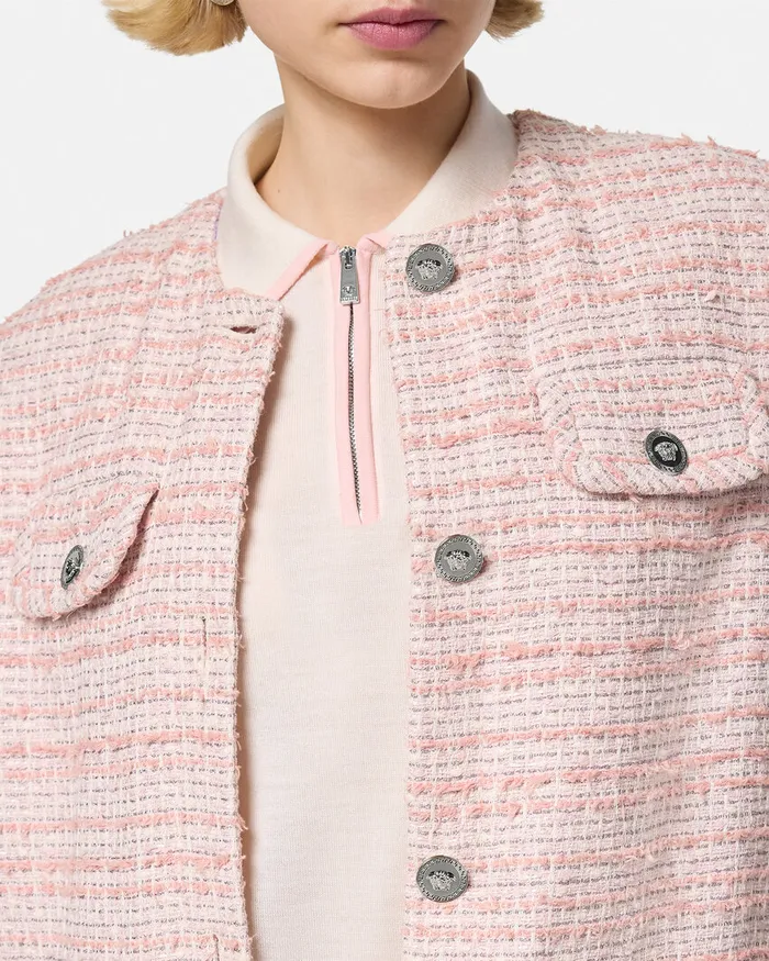 Versace Tweed Oversized Vest Light Pink Women Blazer and Jackets