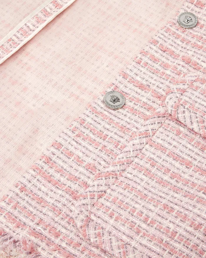 Versace Tweed Oversized Vest Light Pink Women Blazer and Jackets