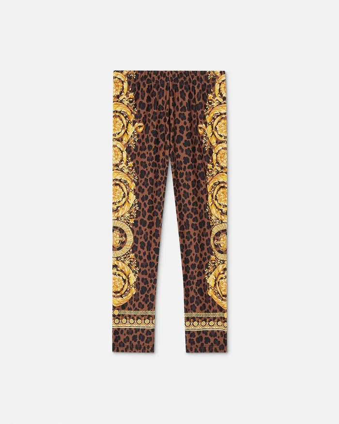 Versace Wild Barocco Leggings Animalier Kids Pants and Skirts