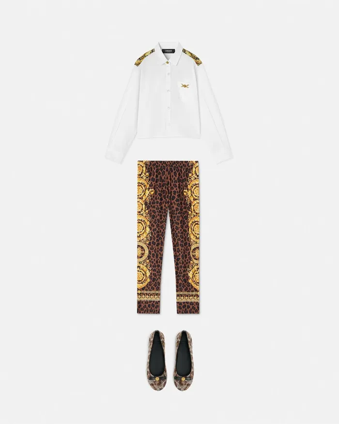 Versace Wild Barocco Leggings Animalier Kids Pants and Skirts