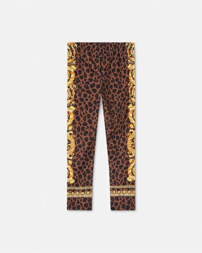 Versace Wild Barocco Leggings Animalier Kids Pants and Skirts