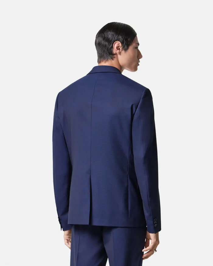 Versace WoolCanvas SingleBreasted Blazer Blue Men Blazers and Suits