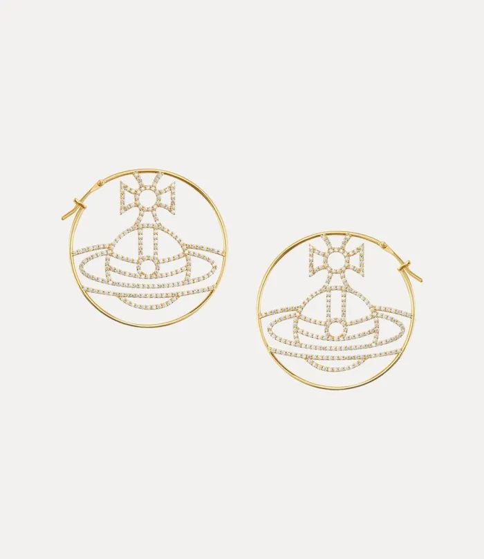 Vivienne Westwood Earrings Women Eloisa Hoop Earring Gold White Cz