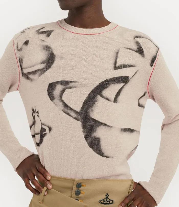 Vivienne Westwood Knitwear And Sweatshirts Men Orbit Jumper Oatmeal
