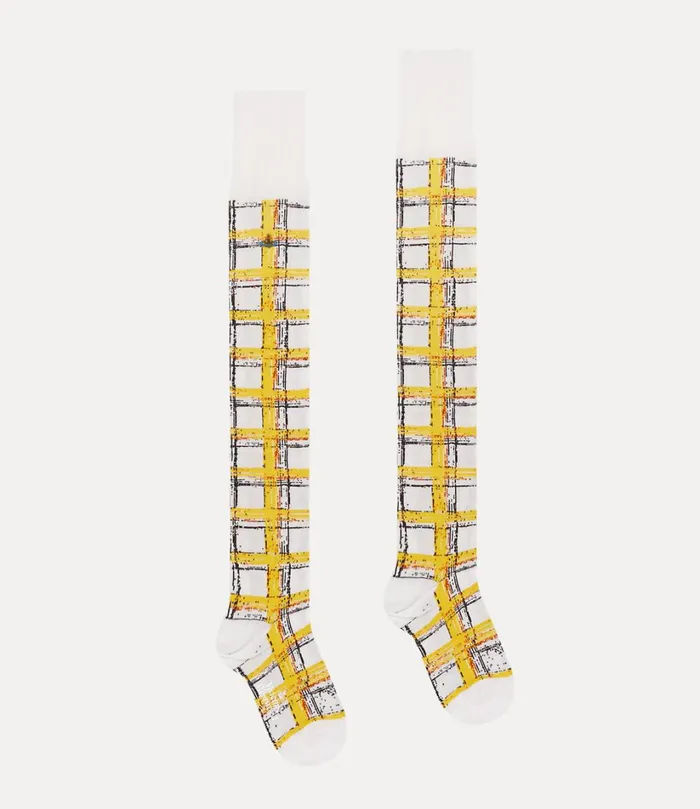 Vivienne Westwood Socks And Tights WomenMen Check Over The Knee Sock Yellow