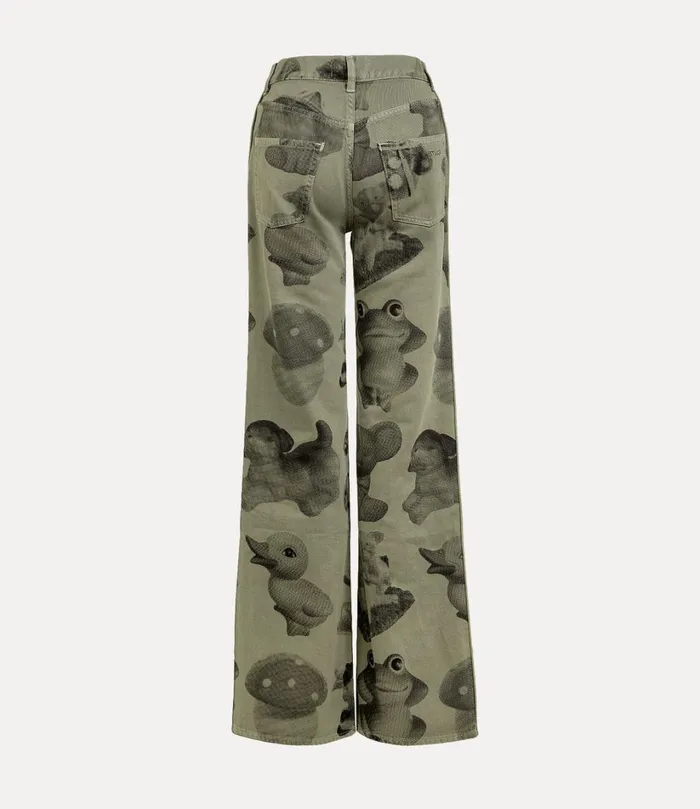Vivienne Westwood Trousers And Shorts Women Ray 5 Pocket Jeans Green Dyed Figurine