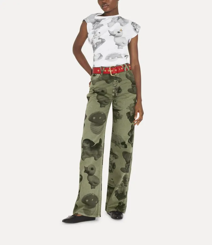 Vivienne Westwood Trousers And Shorts Women Ray 5 Pocket Jeans Green Dyed Figurine