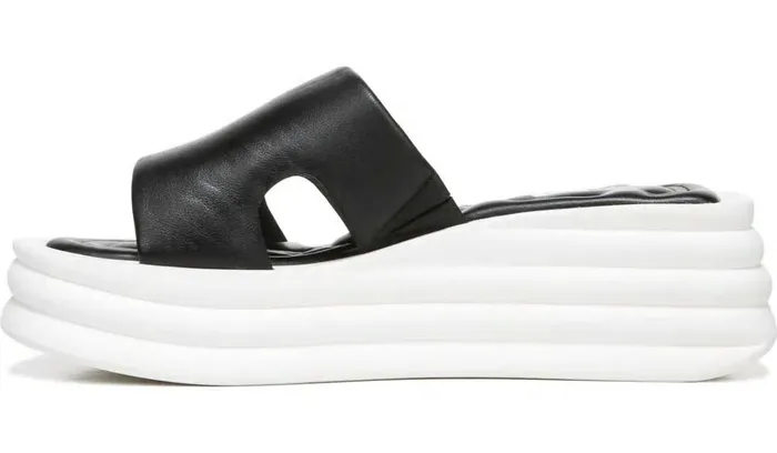 Wedge Sandals Women Franco Sarto Sarto Vina Platform Slide Sandal Black Leather