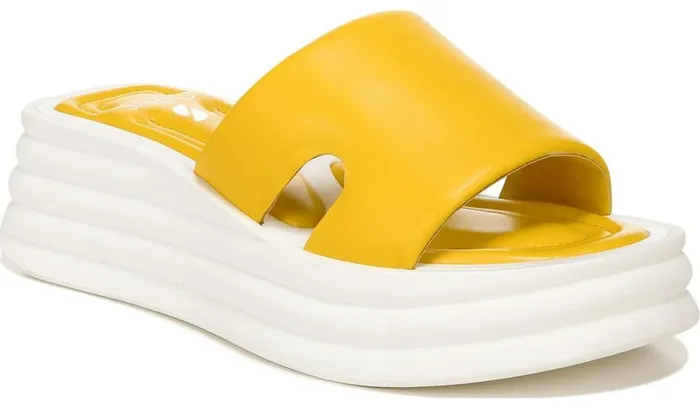 Wedge Sandals Women Franco Sarto Sarto Vina Platform Slide Sandal Yellow Leather Wedge Sandals Women Franco Sarto Sarto Vina Platform Slide Sandal Yellow Leather