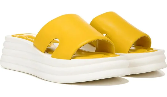 Wedge Sandals Women Franco Sarto Sarto Vina Platform Slide Sandal Yellow Leather