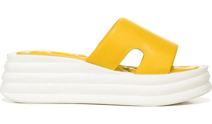 Wedge Sandals Women Franco Sarto Sarto Vina Platform Slide Sandal Yellow Leather