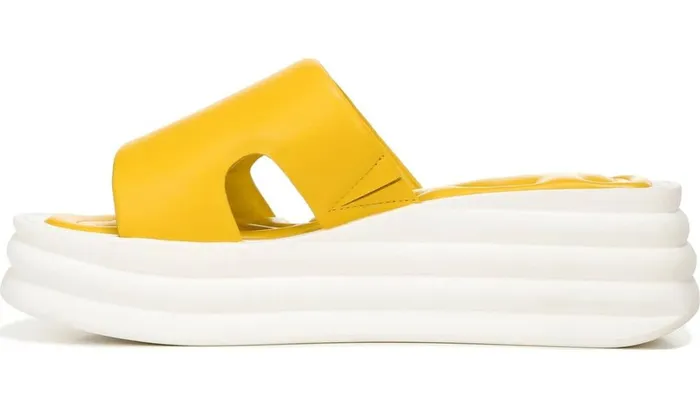 Wedge Sandals Women Franco Sarto Sarto Vina Platform Slide Sandal Yellow Leather
