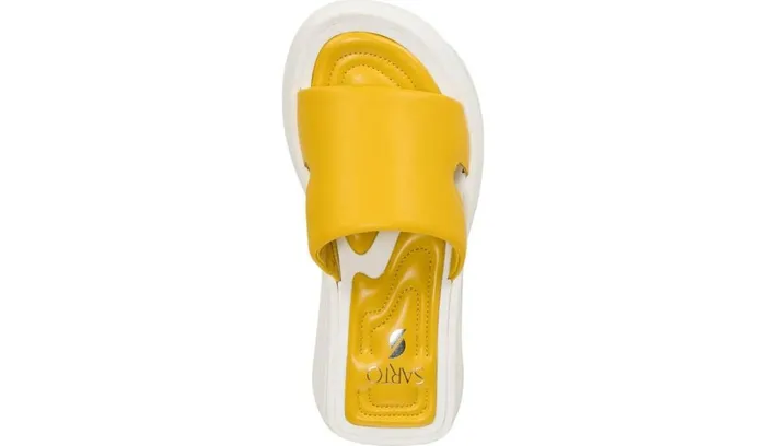 Wedge Sandals Women Franco Sarto Sarto Vina Platform Slide Sandal Yellow Leather